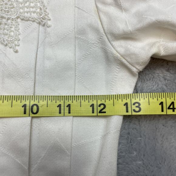 Vintage Sylvia Whyte Dress Girls 7 White Lace Collar Pleated Cottagecore Prairie - Picture 5 of 6